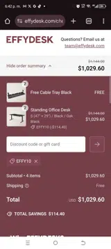 EFFY10 coupon verification screenshot
