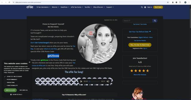 eFile checkout page showing eFile promo code box | Screenshot taken by SimplyCodes community member on Jul 12, 2025