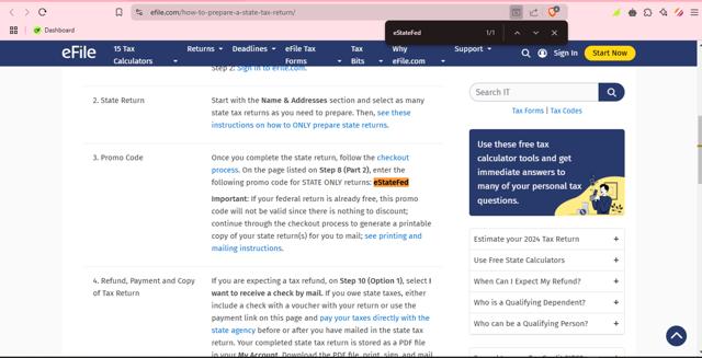 eFile checkout page showing eFile promo code box | Screenshot taken by SimplyCodes community member on Jan 29, 2025
