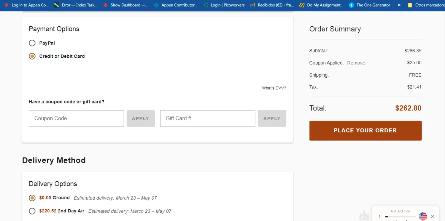 eFireplaceStore.com checkout page showing eFireplaceStore.com coupon code box | Screenshot taken by SimplyCodes community member on Feb 4, 2026