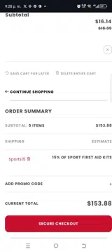 Sports15 coupon verification screenshot