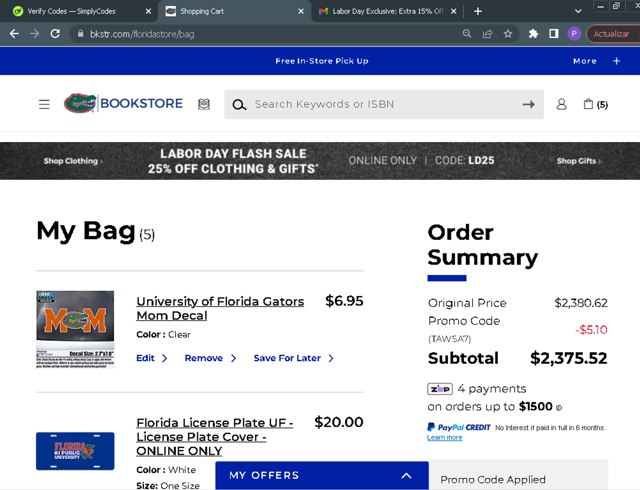 eFollett checkout page showing eFollett promo code box | Screenshot taken by SimplyCodes community member on Sep 1, 2025