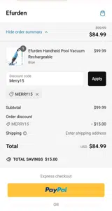 Efurden coupon verification screenshot
