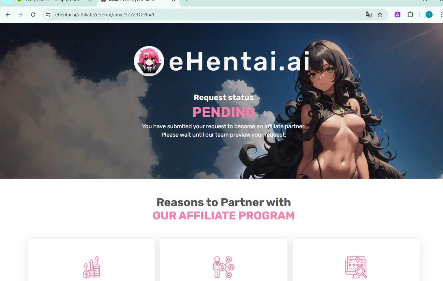 eHentai AI checkout page showing eHentai AI promo code box | Screenshot taken by SimplyCodes community member on Jan 17, 2025