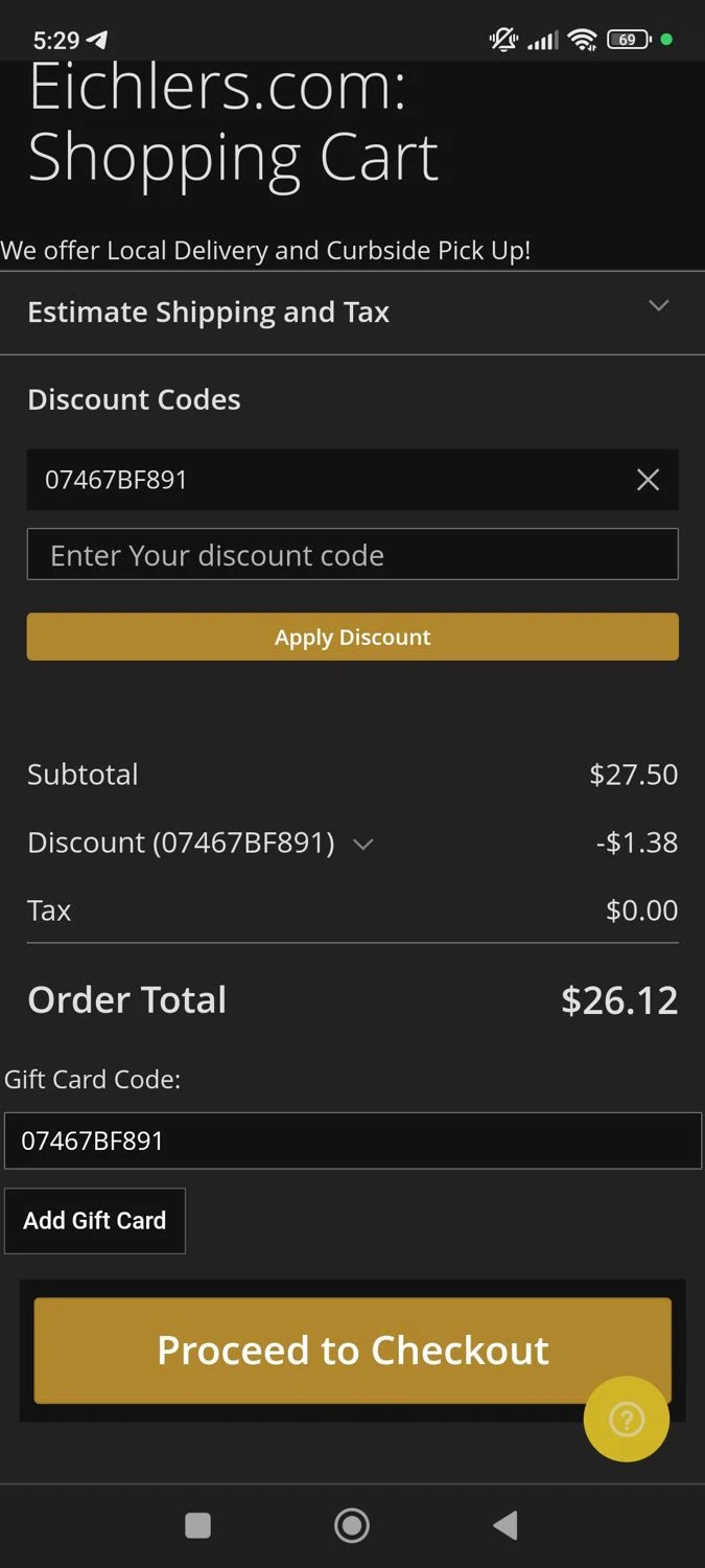 where to use Eichler's promo code box