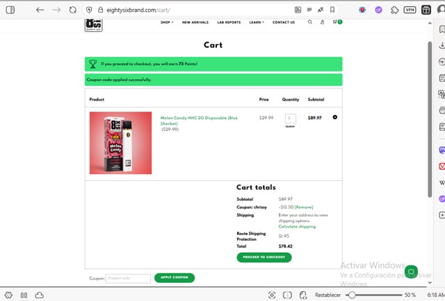 Eighty Six checkout page showing Eighty Six coupon code box | Screenshot taken by SimplyCodes community member on Jul 23, 2025