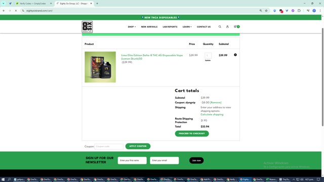 Eighty Six checkout page showing Eighty Six coupon code box | Screenshot taken by SimplyCodes community member on Jul 12, 2025