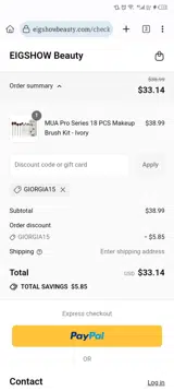 GIORGIA15 coupon verification screenshot
