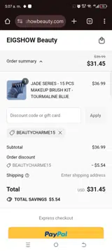 BEAUTYCHARME15 coupon verification screenshot