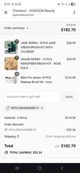 APOLONIAMARIEE15 coupon verification screenshot