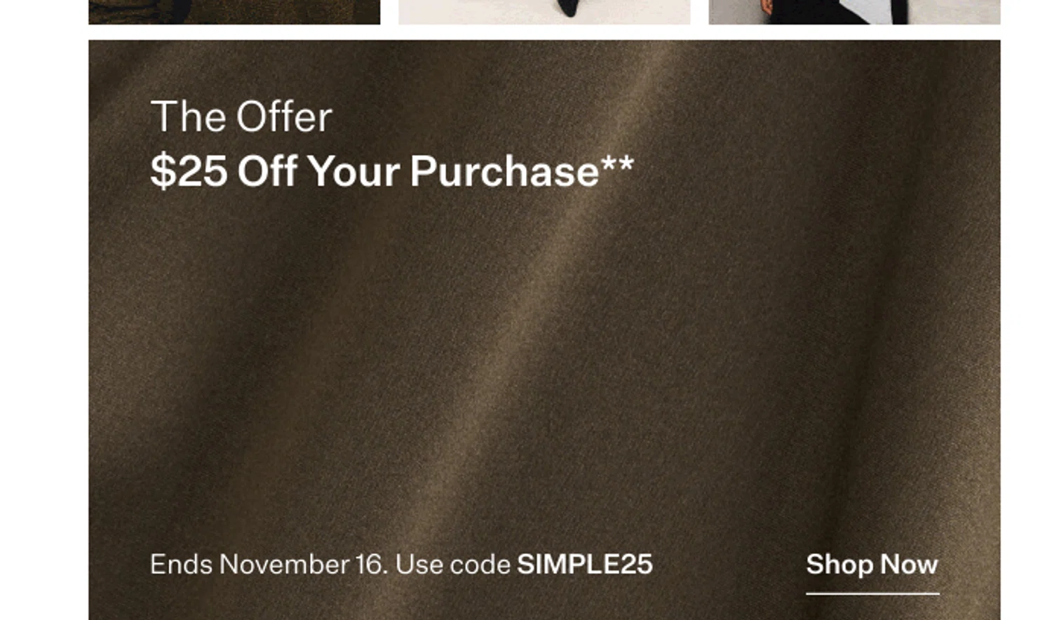Eileen Fisher promo code screenshot showing code SIMPLE25 applied at Eileen Fisher checkout page. Uploaded by SimplyCodes community member valeriaantonieta on Nov 13, 2025