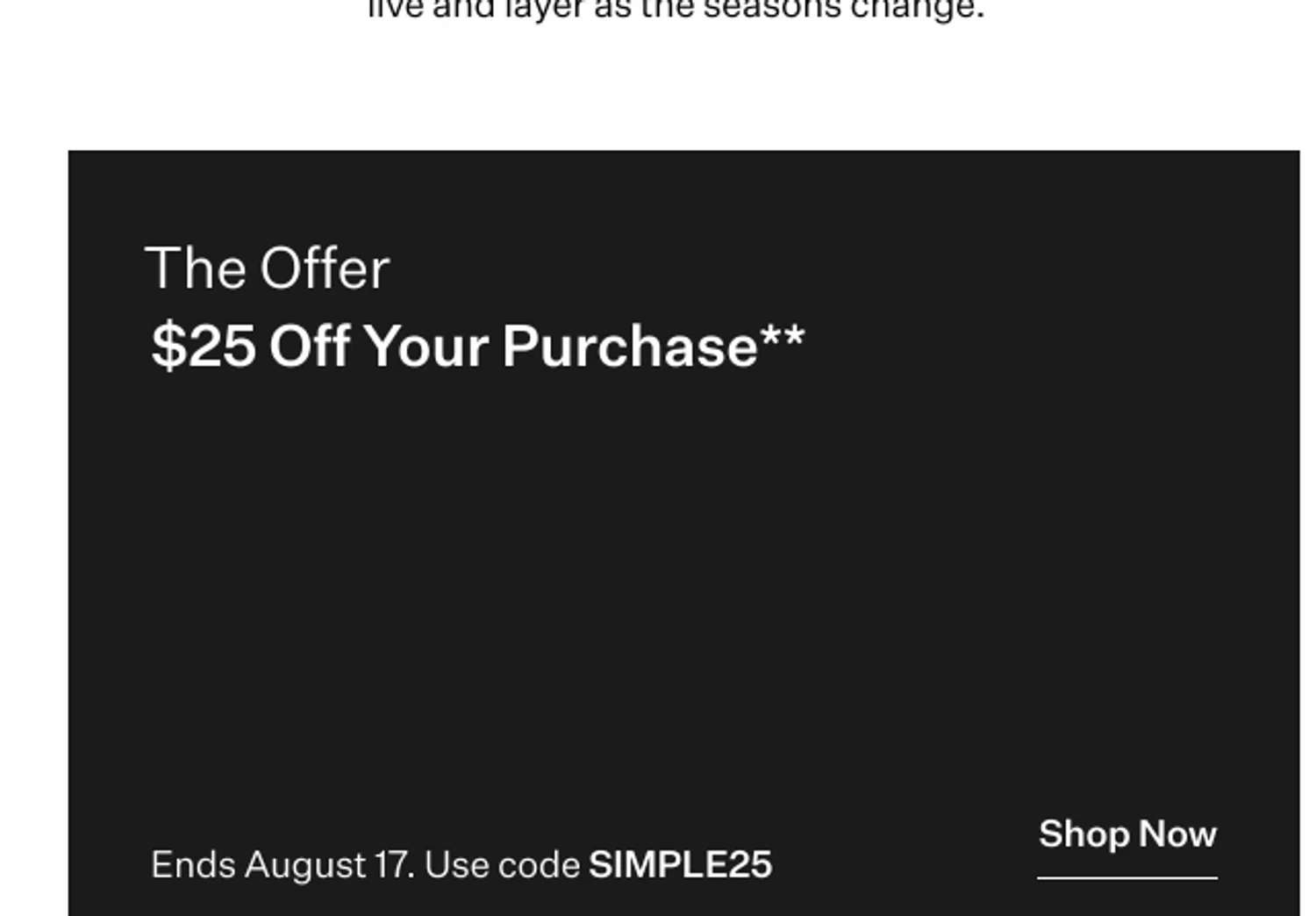 Eileen Fisher promo code screenshot showing code SIMPLE25 applied at Eileen Fisher checkout page. Uploaded by SimplyCodes community member valeriaantonieta on Aug 13, 2025