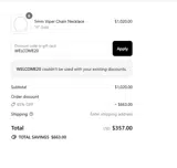 WELCOME20 coupon verification screenshot