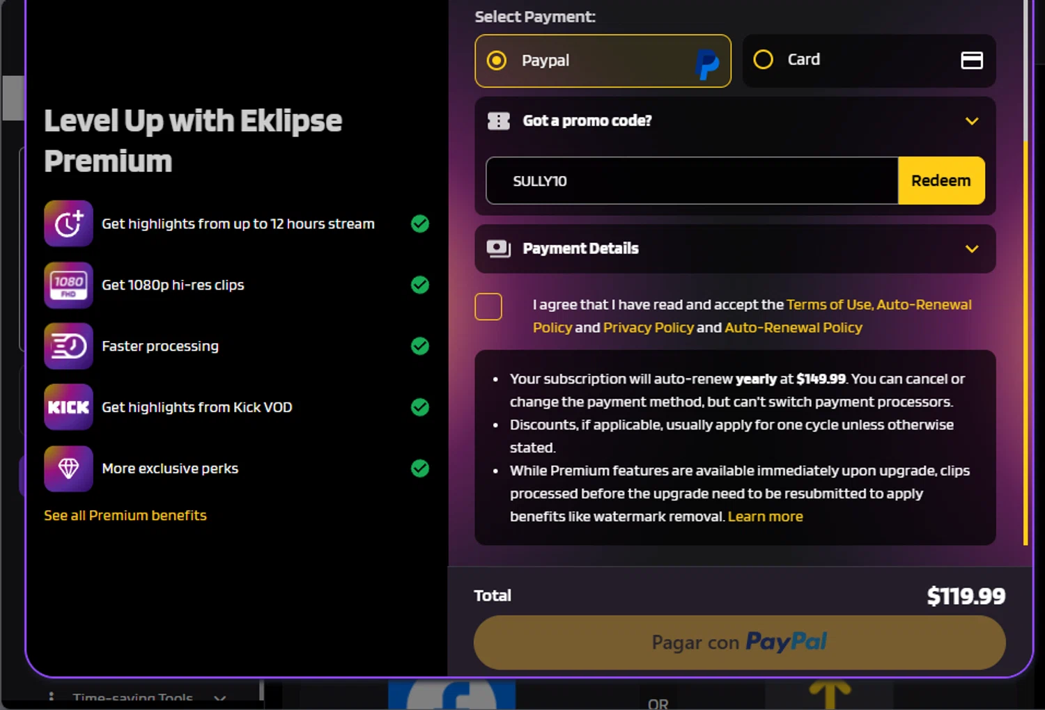 Eklipse checkout page showing Eklipse promo code box | Screenshot taken by SimplyCodes community member on Jun 29, 2025