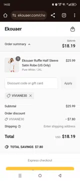 Viviane30 coupon verification screenshot