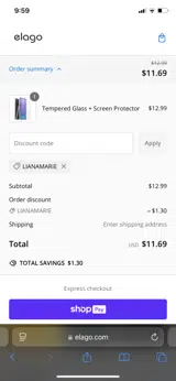 Elago coupon verification screenshot