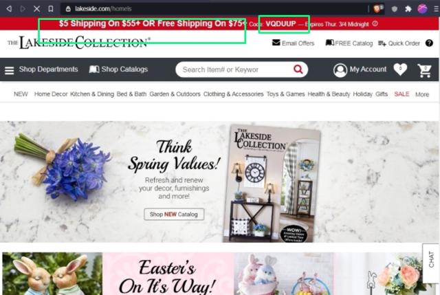 Lakeside checkout page showing Lakeside coupon code box | Screenshot taken by SimplyCodes community member on Mar 20, 2021