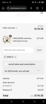 WINK10 coupon verification screenshot