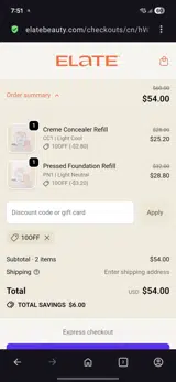 10off coupon verification screenshot