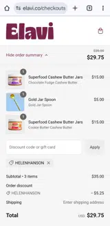 HelenHanson coupon verification screenshot