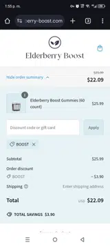 Boost coupon verification screenshot