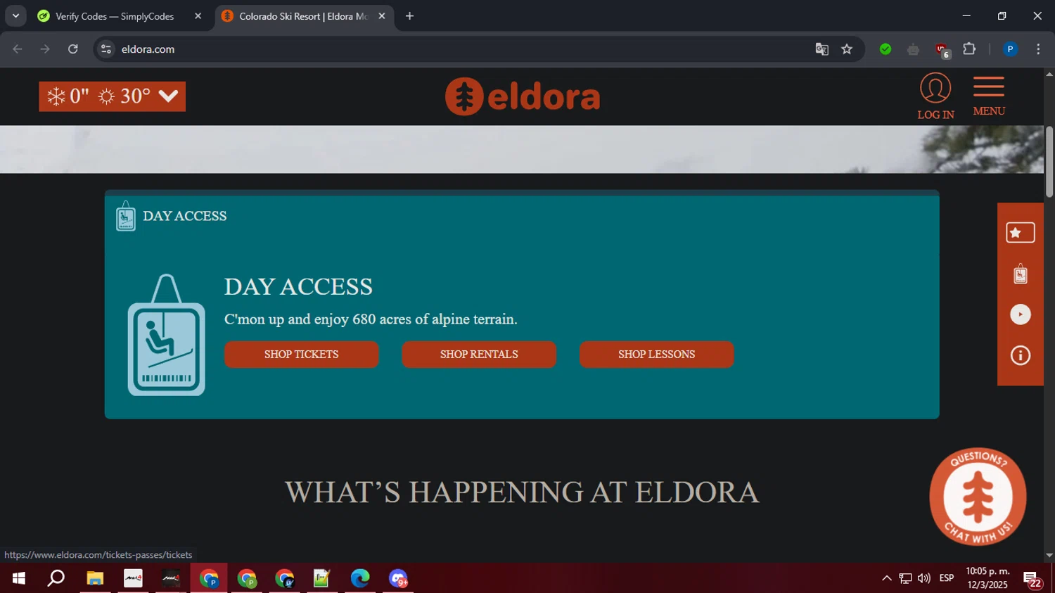 Eldora discount code screenshot showing code ELMS15 applied at Eldora checkout page. Uploaded by SimplyCodes community member GoldSaver3857 on Mar 13, 2025