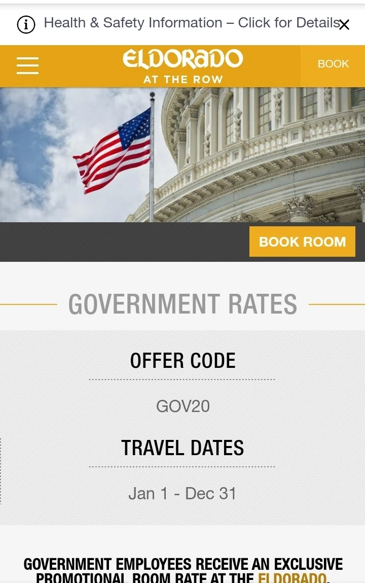 Eldorado Hotel Casino Reno checkout page showing Eldorado Hotel Casino Reno promo code box | Screenshot taken by SimplyCodes community member on Mar 6, 2021