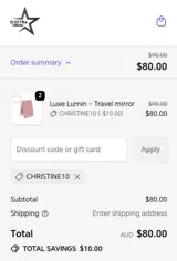 Electra Mirrors coupon verification screenshot