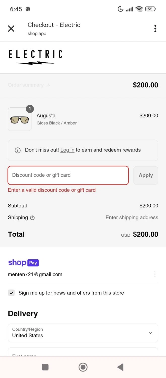 Electric promo code screenshot showing code SALTY20 applied at Electric checkout page. Uploaded by SimplyCodes community member Kaylaytone on Jun 3, 2025
