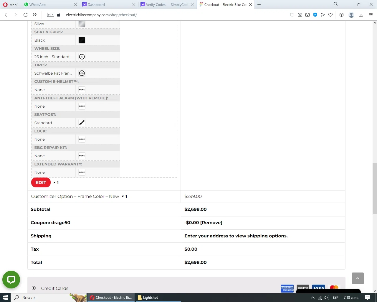 Electric Bike Company checkout page showing Electric Bike Company coupon code box | Screenshot taken by SimplyCodes community member on Mar 13, 2023