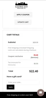 exclusive coupon verification screenshot