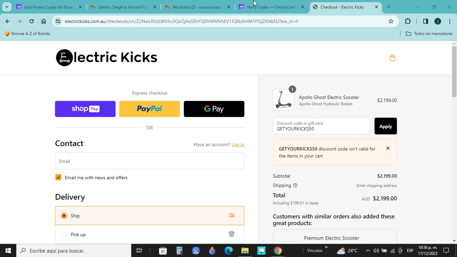 how to use Electric Kicks Au coupons