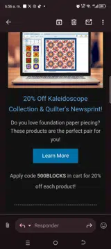 Electric Quilt coupon verification screenshot