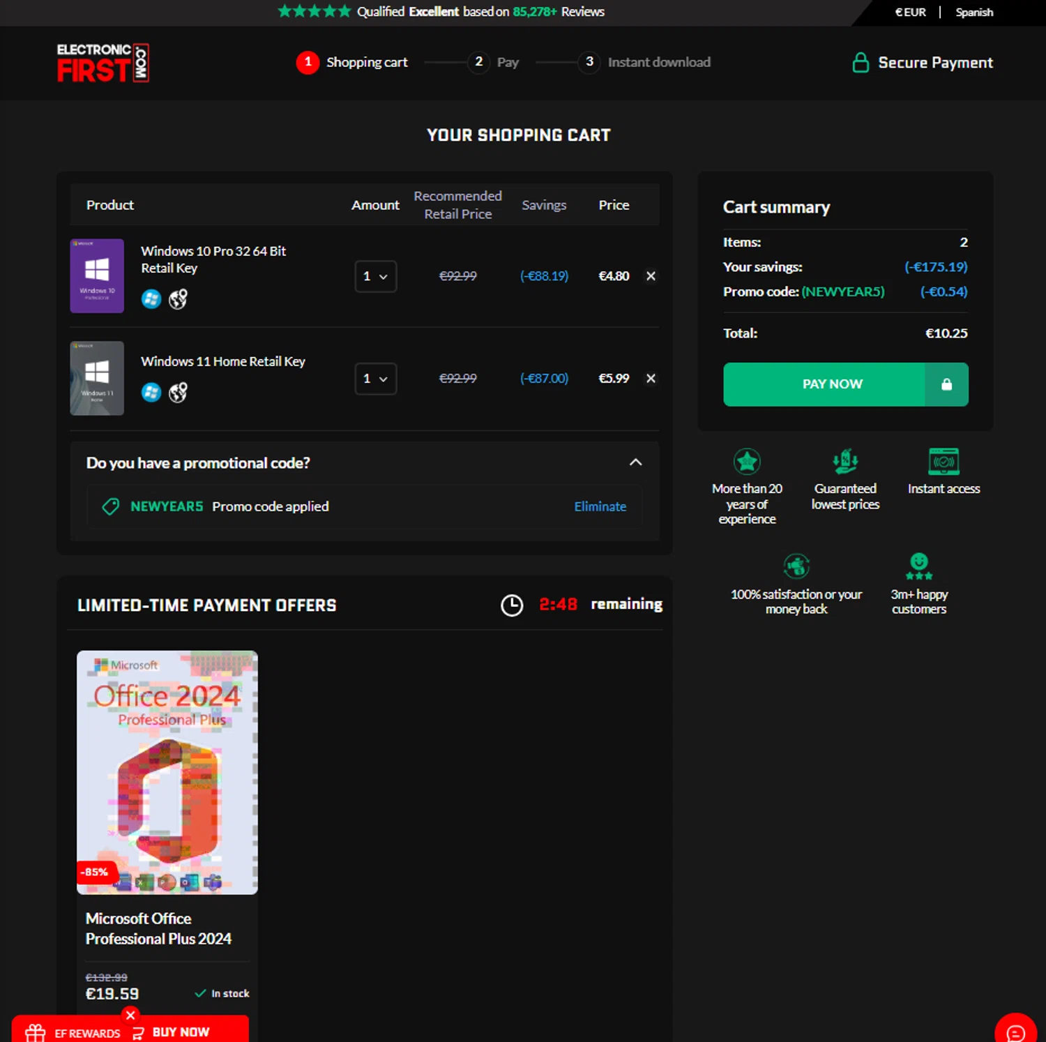 Electronic First promo code screenshot showing code NEWYEAR5 applied at Electronic First checkout page. Uploaded by SimplyCodes community member reggiesmith on Jan 25, 2026
