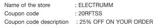 20RFTSS coupon verification screenshot