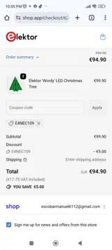Elektor coupon verification screenshot