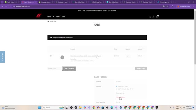 Element Case checkout page showing Element Case promo code box | Screenshot taken by SimplyCodes community member on Jan 4, 2025