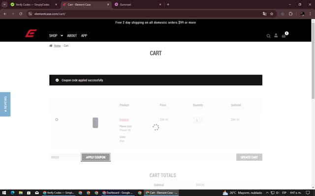 Element Case checkout page showing Element Case promo code box | Screenshot taken by SimplyCodes community member on Jan 4, 2025
