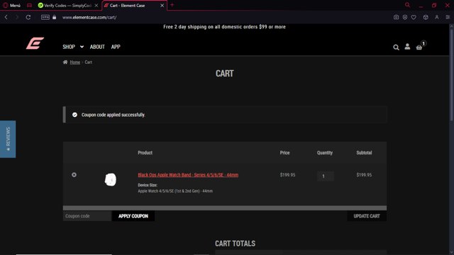 Element Case checkout page showing Element Case promo code box | Screenshot taken by SimplyCodes community member on Jan 4, 2025