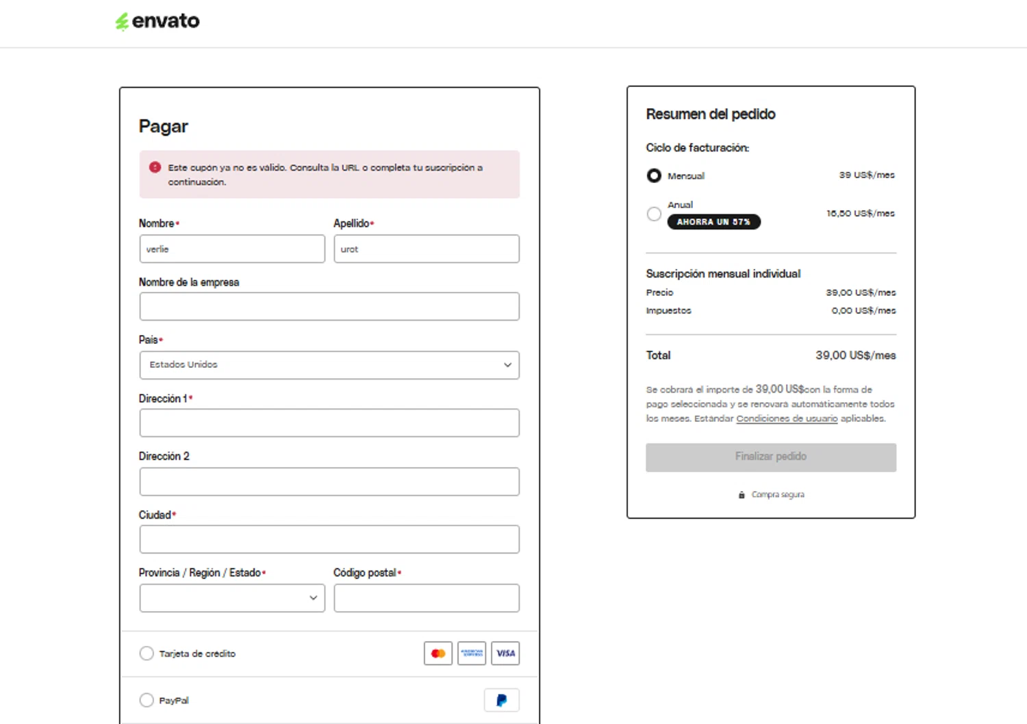 Envato Elements promo code screenshot showing code new-free1-c0jt6r applied at Envato Elements checkout page. Uploaded by SimplyCodes community member SimplyCVerlie on Jul 4, 2025
