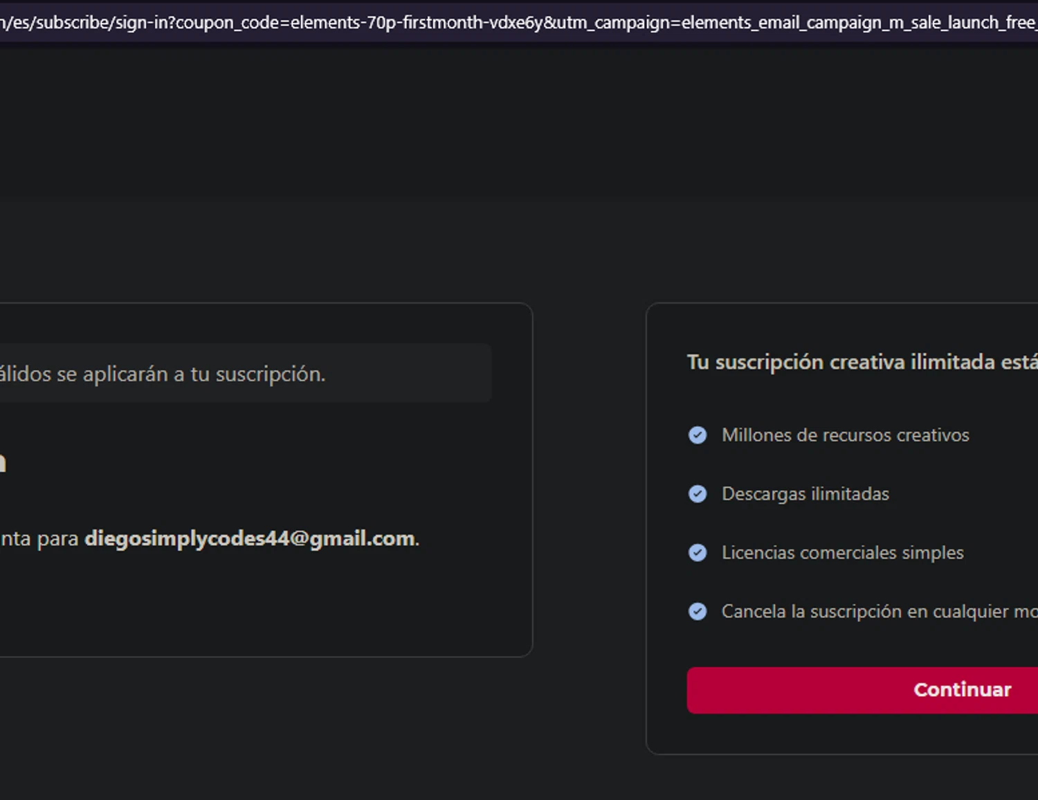 Envato Elements checkout page showing Envato Elements promo code box | Screenshot taken by SimplyCodes community member on Feb 28, 2024