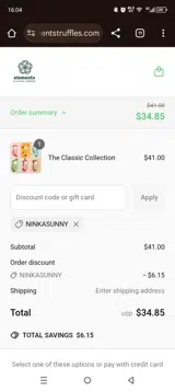 NINKASUNNY coupon verification screenshot