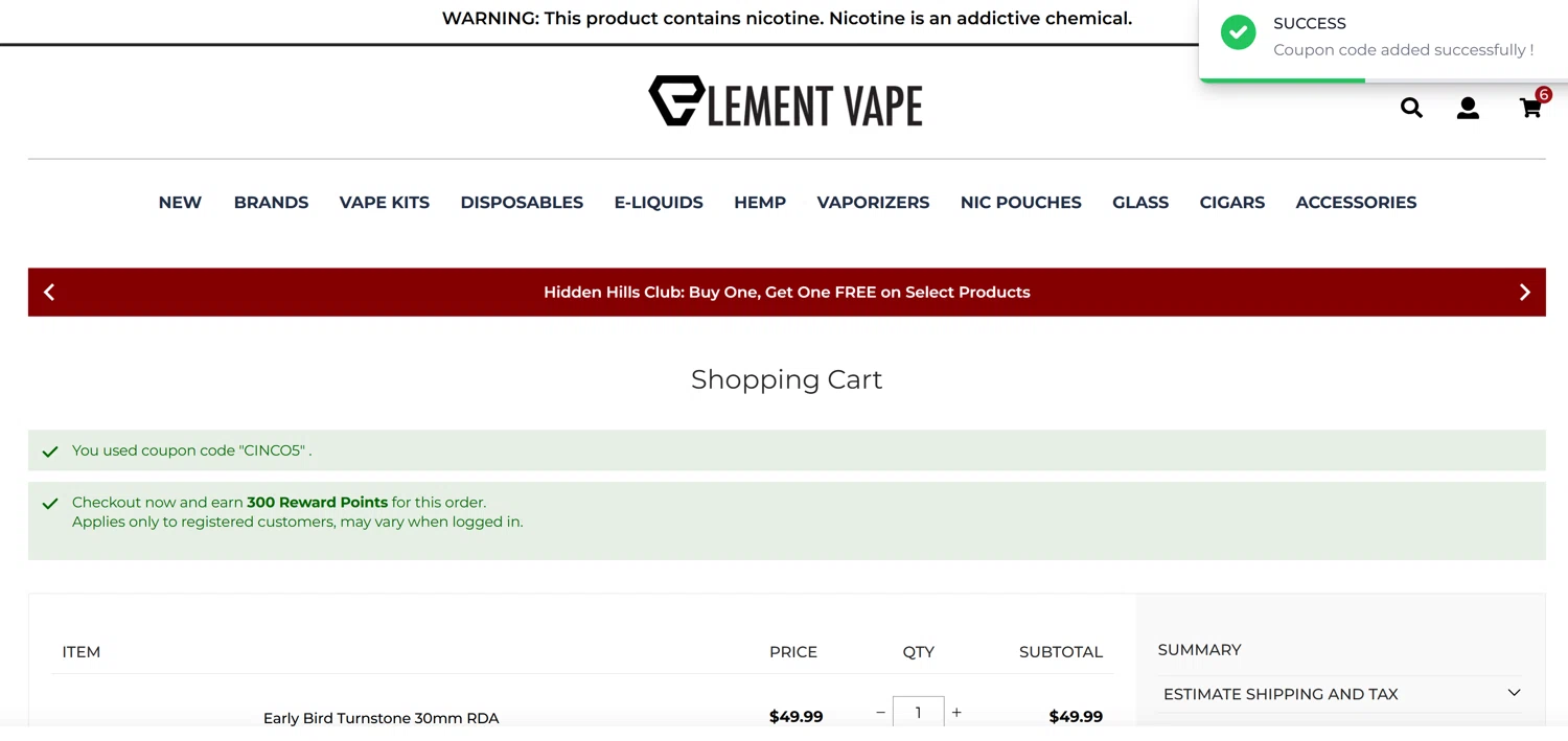 Element Vape Promo Codes