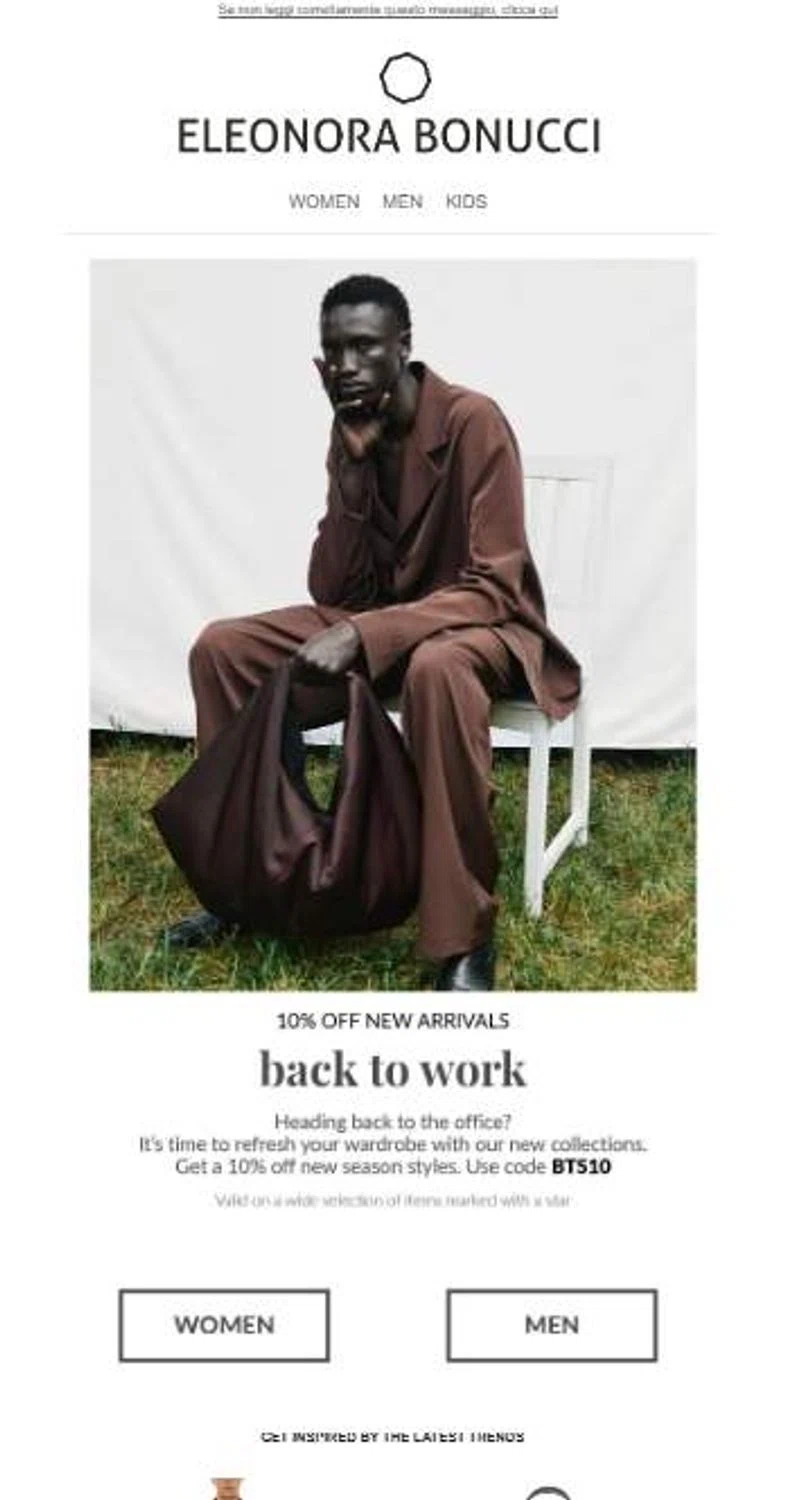 Eleonora Bonucci promo code screenshot showing code bts10 applied at Eleonora Bonucci checkout page. Uploaded by SimplyCodes community member 6d796e616d656973 on Aug 29, 2025