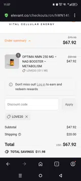 Love20 coupon verification screenshot