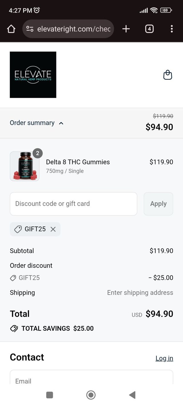 Elevate checkout page showing Elevate discount code box | Screenshot taken by SimplyCodes community member on Sep 7, 2025