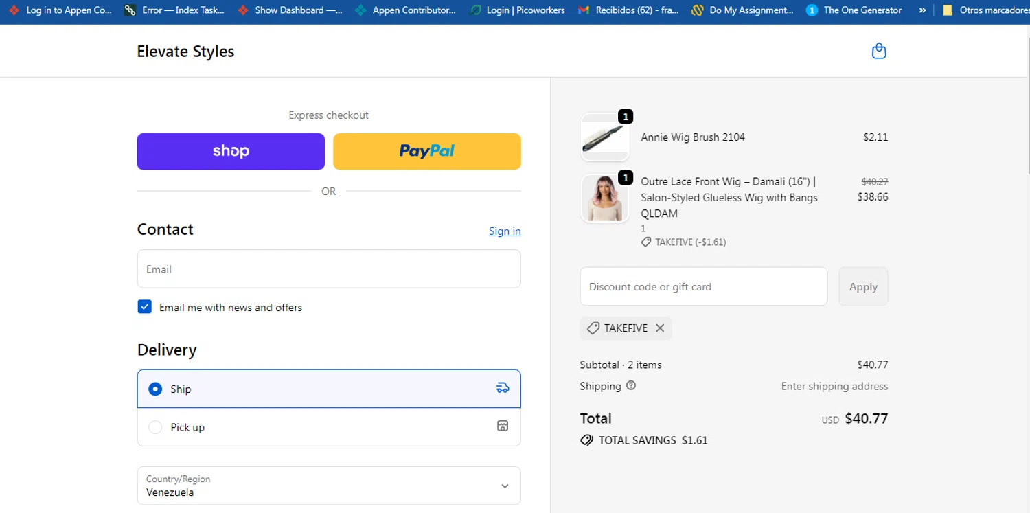 Elevate Styles checkout page showing Elevate Styles discount code box | Screenshot taken by SimplyCodes community member on Feb 2, 2026