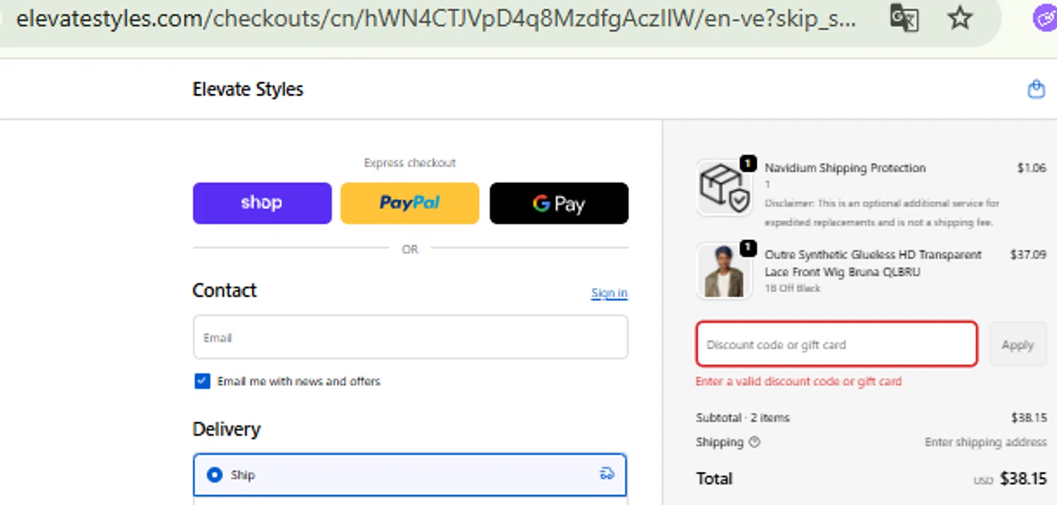 Elevate Styles discount code screenshot showing code TAKE10 applied at Elevate Styles checkout page. Uploaded by SimplyCodes community member CashMaestro9337 on Oct 17, 2025