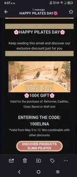 Elina Pilates coupon verification screenshot