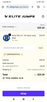 JUMPINGWITHCC coupon verification screenshot